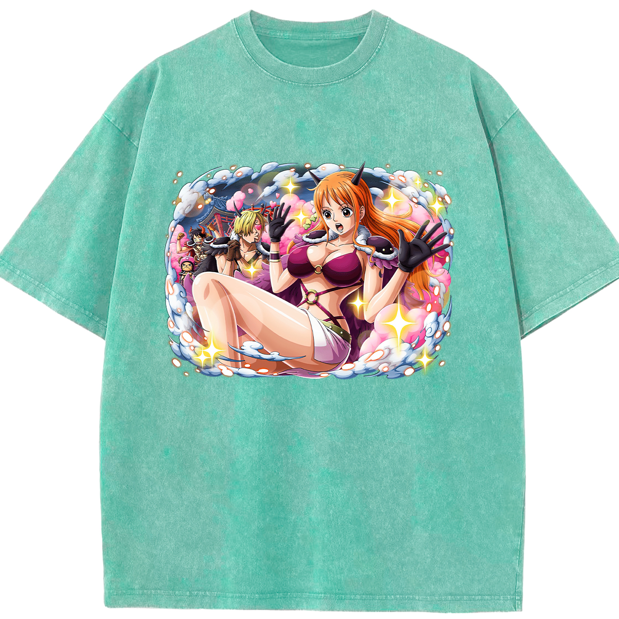 ワンピース ナミ ONE PIECE Nami 綿100% ヴィンテージ風 半袖Tシャツ（フロントプリント）
